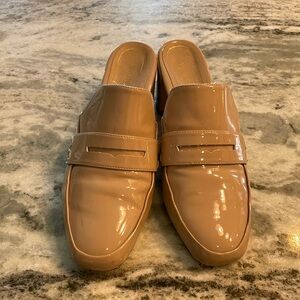 Vionic Patent Leather Loafer Mules - Beige - Size 9